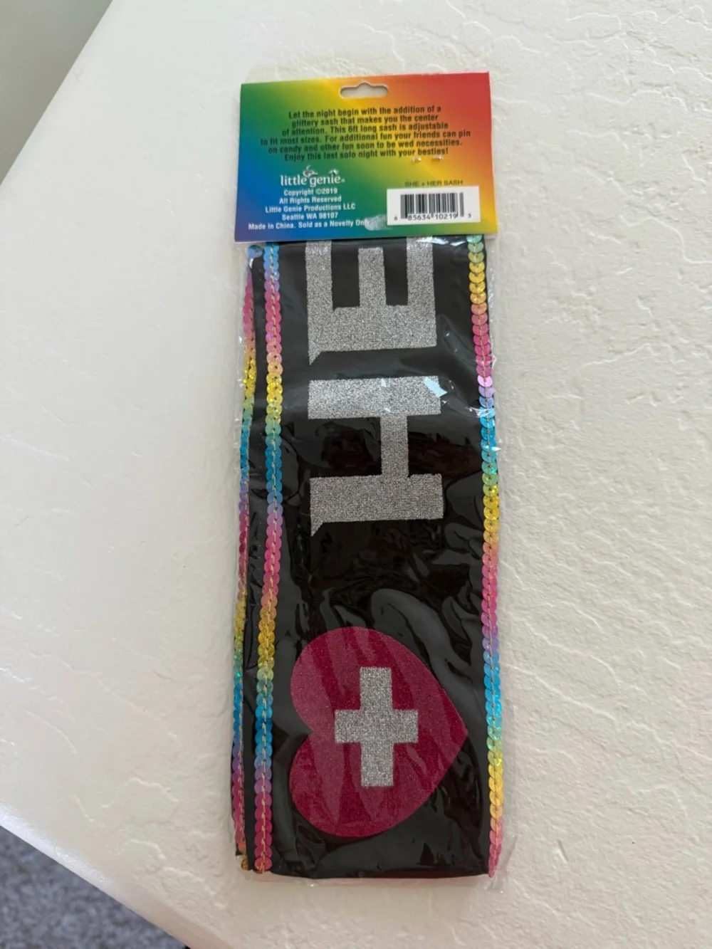 Black Party Sash with Silver Glitter Lettering